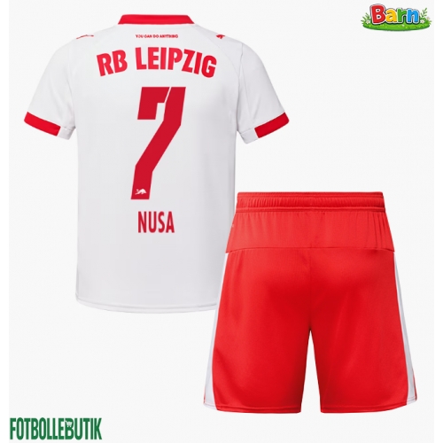 RB Leipzig Antonio Nusa #7 Hemmaställ Barn 2025-26 Kortärmad (+ Korta byxor)